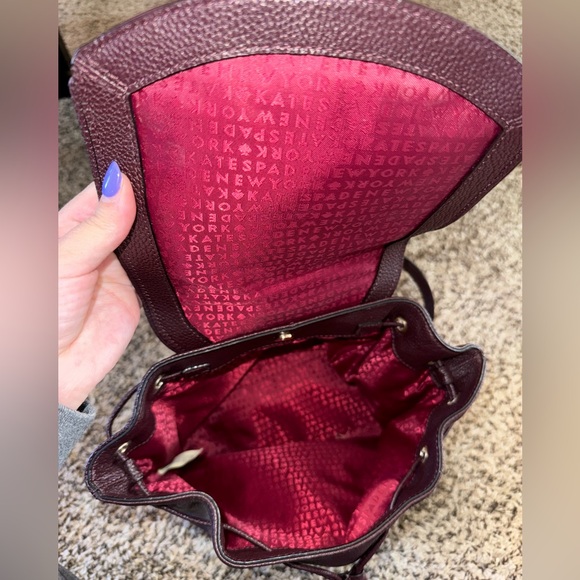 Kate Spade maroon back pack, gently used - Picture 3 of 7